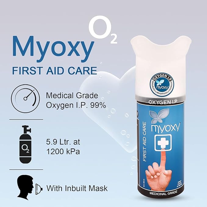 Mini Oxygen Can cylinder Portable Canister with Inbuilt mask Blue(5.9 Litres, Pack Of 1) - Image 5