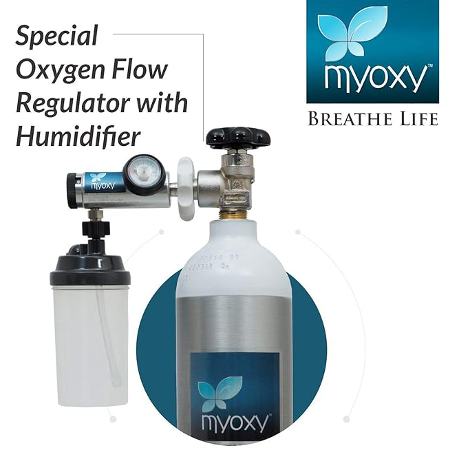 MyOxy Light Weight Oxygen Cylinder (1500 Litres) with Humidifier - Image 4