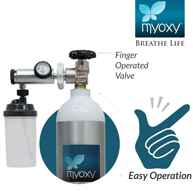 MyOxy Light Weight Oxygen Cylinder (1500 Litres) with Humidifier - Image 5
