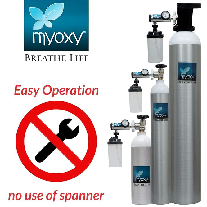 MyOxy Light Weight Oxygen Cylinder (1500 Litres) with Humidifier - Image 6