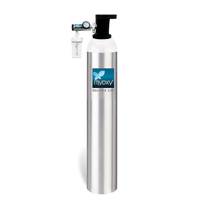 MYOXY Oxygen Cylinder 1500 Litere|Light Weight Refillable Oxygen Cylinder|Portable Oxygen Cylinder|Oxygen Cylinder Portable For Home Patient|Oxygen Cylinder With Regulator|Grey|(Pack Of 1