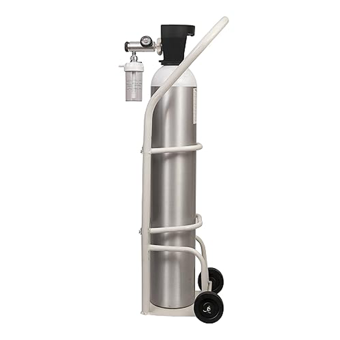 MYOXY Light Weight Portable Oxygen Cylinder for Home Patient with regulator and Trolley (1500 Litres).